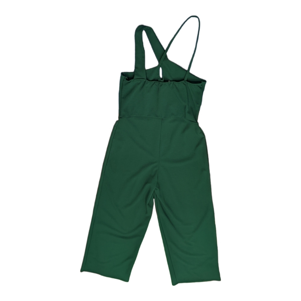 EUC Missguided Stretchy Forest Green Criss-cross Wide Leg Jumpsuit Size 8 - Picture 5 of 14